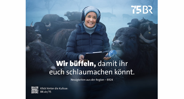 Der BR startet Kampagne zum 75-jährigen Jubiläum - : Zum 75. Jubiläum feiert der BR seine Mitarbeiter:innen – Kampagnenbild: Glow Communication