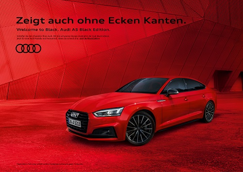 Audi inszeniert seine Black Edition-Modelle mit schwarzem Humor (Foto: Kolle Rebbe)