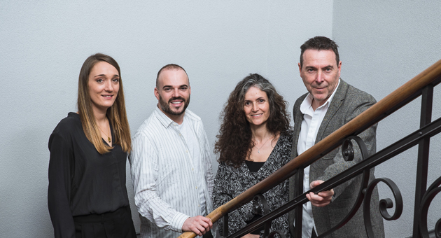 MYTY Group übernimmt Westschweizer Agentur - Agence Trio-Geschäftsleitung (v.l.): Laura Jenny (Managing Director), Maxime Chabloz (Account Director), Fabienne Kamm (CFO) und Michael Kamm (CEO) – Foto: Agence Trio