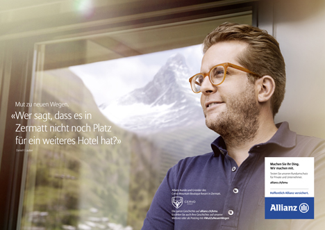 Ogilvy schickt für Allianz Suisse Unternehmer auf neue Wege - Einer der Testimonials ist der Hotelier Daniel F. Lauber (Foto: Ogilvy & Mather)