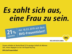 Das BVG-Frauenticket ist 21 Prozent gnstiger als das Mnner-Ticket (Foto: Serviceplan)