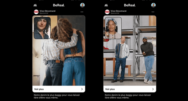 Nielsen-Studie: Social-Media-Plattform BeReal mit höchster Werbeerinnerung - Die Werbung auf BeReal - hier von Levis - sieht aus wie ein normaler Post auf der Plattform - Foto: BeReal