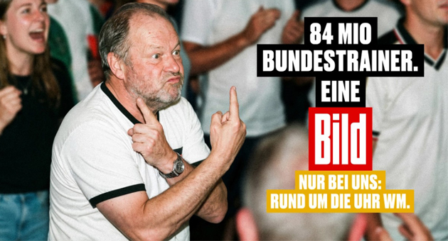 Bild startet Kampagne zur Fußball-WM 2026 - Mit einer neuen Kampagne will Bild auf sein Angebot zur WM aufmerksam machen - Foto: Bild