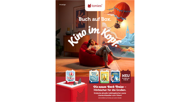 Tonies bestellt Zum Goldenen Hirschen zur Lead-Agentur - Mit dieser Anzeige ist Book Tonies in der Apotheken Umschau präsent.