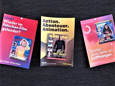 Burda engagiert neue Kreativ-Agentur für TV Spielfilm, Cinema und Serien Magazin - Burda startet Kampagnen für die drei Screens-Titel 'TV Spielfilm', 'Cinema' und 'SerienMagazin' - Abb.: Burda