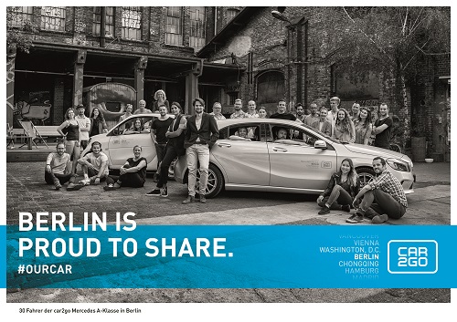 car2go und Scholz & Friends rollen 'Proud to share'-Kampagne global aus - car2go brachte unter anderem in Berlin einander unbekannte Fahrer zusammen (Foto: S&F)