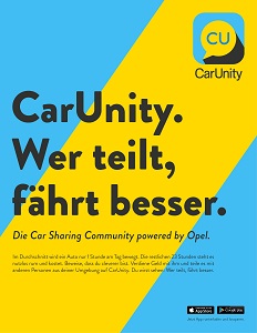 Opel und Scholz & Friends parken auch beim Carsharing um - Scholz & Friends gestaltete für die CarUnity-Kampagne u.a. Plakate (Foto: Scholz & Friends)