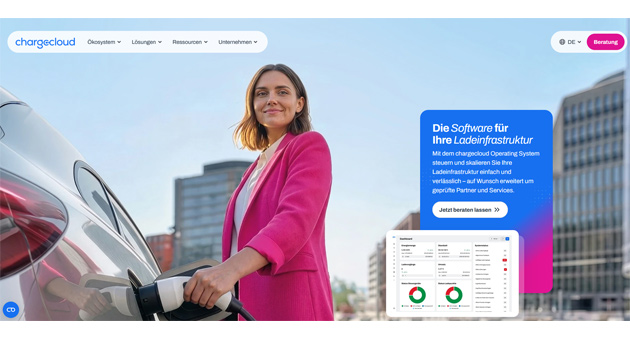 Chargecloud richtet Website für B2B-Marketing und internationale Expansion neu aus - Nexum richtet den neuen Chargecloud-Webauftritt auf das internationale B2B-Marketing aus - Foto: Screenshot / Chargecloud
