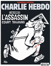 Die Gedenkausgabe von 'Charlie Hebdo', ein Jahr nach den Anschlgen auf die Redaktion