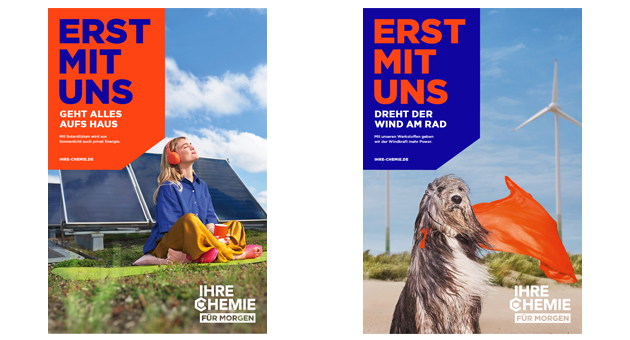 Chemie im Dialog launcht erste Kampagne mit Ballhaus West - Zwei der drei Leitmotive aus dem ersten Flight der neuen Awarenesskampagne - Foto: Ballhaus West