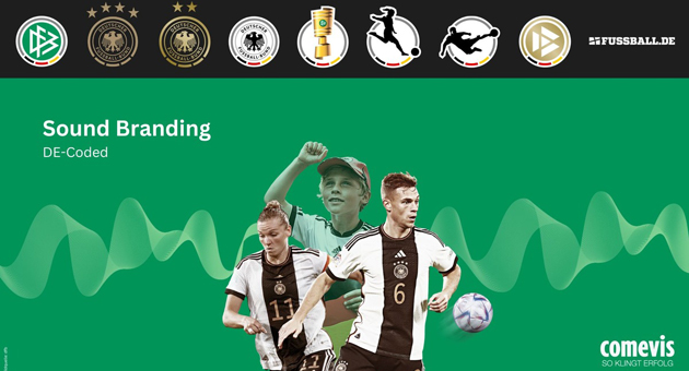 DFB-Marken gönnen sich neues Sound-Logo - Das neue Sound-Logo für die DFB-Marken - Foto: Comevis / DFB / Canva