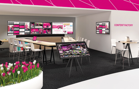 Die  'Content Factory' auf den CeBIT-Stand der Telekom; Foto: Telekom