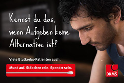 DKMS-Kampagne: Grey informiert über Gefühle von Patienten - Neues Plakatmotiv der DKMS (Foto: DKMS)