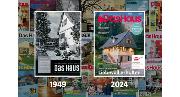 Burda und LBS feiern 75 Jahre Das Haus - Zwischen diesen beiden Covern liegen 75 Jahre erfolgreiche Zusammenarbeit - Abb.: Burda + LBS