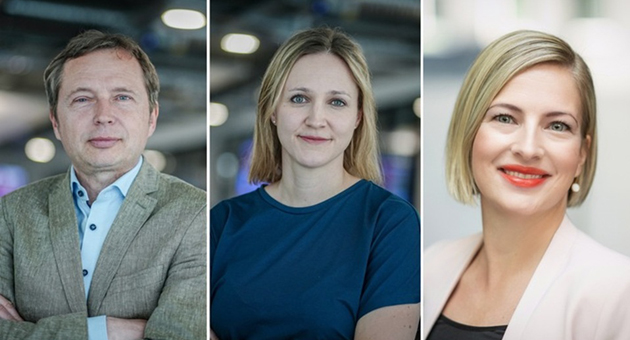 dpa bündelt Daten- und Visualisierungsangebote - (v.l.) Jirka Albig und Teresa Dapp, Geschäftsführer-Duo dpa-infocom, und Ira Kugel, künftige Geschäftsführerin der Rufa Rundfunk-Agenturdienste - Foto: dpa / Nietfeld/Kappeler