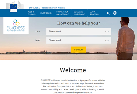 Interone vernetzt europäische Forscher und Wissenschaftler - Ziel der neuen EURAXESS ist es, präzise Informationen für unterschiedliche Zielgruppen schnell bereit zu stellen; Foto: Screenshot