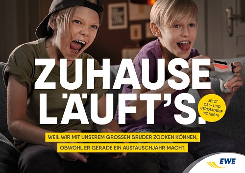 Blood Actvertising präsentiert Erstling für Neukunde EWE - EWE beauftragte Blood aus Hamburg mit einer Kampagne unter dem Motto 'Zuhause läuft's' (Foto: Blood Actvertising)