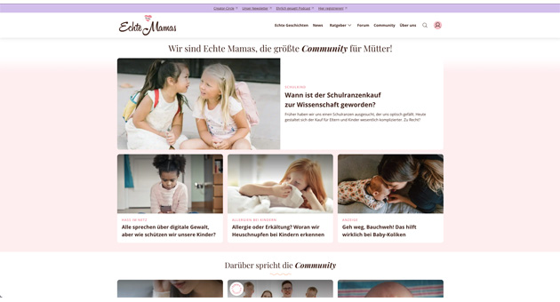 Echte Mamas baut Plattform aus - Die Hamburger Grow Agency verantwortet den Relaunch der Plattform echtemamas.de – Foto: Echte Mamas