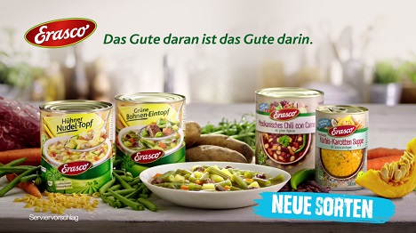 Die Continental Foods Germany GmbH bietet mit den Marken Erasco und Heisse im deutschen Markt Tasse Eintpfen, Suppen und Fertiggerichten. (Foto: Continental Foods)