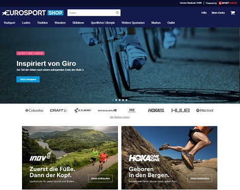 Eurosport steigt ins E-Commerce-Geschäft ein - Der Eurosport Shop bietet auf lokalisierten Websites in Deutschland, Frankreich und Großbritannien insgesamt über 100 Sport-, Outdoor- und Ausdauermarken an (Quelle: Discovery Communications)