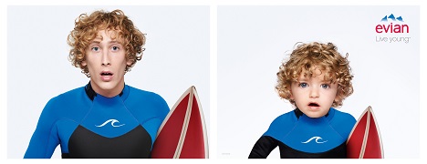 Evian und BETC surfen durch's Netz - Das Bewegtbildformat 'Baby Bay' surft durch's Netz (Foto: Danone Waters Deutschland)