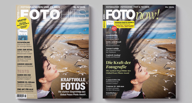 Five Monkeys Group: Aus Foto Hits wird Foto now! - Neuer Titel, neues Cover: Der Vorher-Nachher-Vergleich zeigt die Umstellung von Foto Hits (links) auf Foto now! – Mockup: Five Monkeys Group