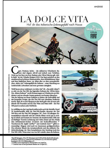 ProSieben.Sat.1 und Burda realisieren 360-Grad-Kampagne für Fiat - Print-Advertorials sind Teil der 360-Grad-Kampagne für den Fiat 500 (Abb.: Burda)