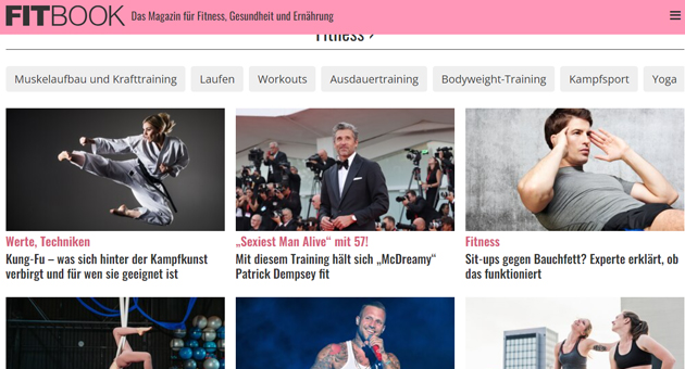 Das Online-Magazin Fitbook zhlte im Oktober 2023 5,5 Millionen Visits  Screenshot: fitbook.de