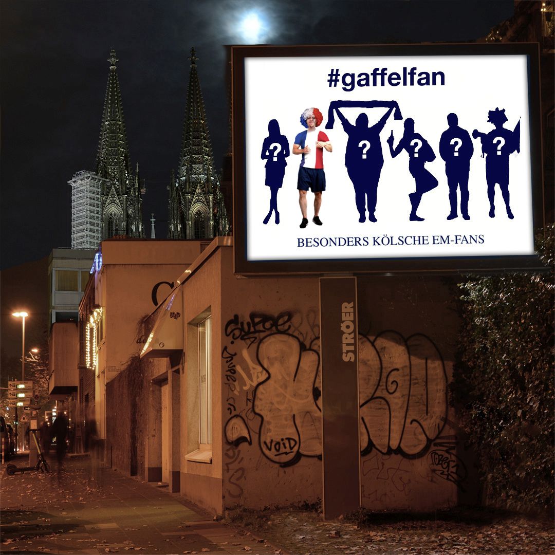 Fuball-Fans werden einbezogen: Auch Groflchenplakate gehren mit zur Kampagne der Klner Privatbrauerei Gaffel im Vorfeld der Fuball-Europameisterschaft 2020. (Foto: Gaffel)