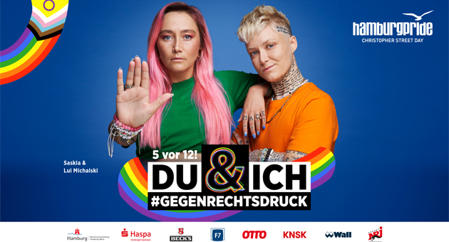 Hamburg Pride und KNSK machen mobil gegen Rechtsextremismus - Die bunten Motive sollen einen bunten Querschnitt an Menschen zeigen, die sich mit einer Stopp-Geste gegen Rechtsextremismus stellen - Foto: KNSK