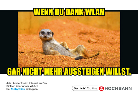 PUK startet WLAN-Kampagne für Hamburger Hochbahn - Die Motive der Hamburger Hochbahn sind auf 18/1-Plakaten, City-Light-Postern und Sonderflächen in U-Bahn-Haltstellen zu finden (Foto: PUK)