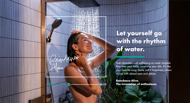 ZgH inszeniert Produktlaunch für Hansgrohe - Für die Einführung der Hansgrohe Duschbrause Raindance Alive entwickelte ZgH SSW den Claim "Life is waterful" - Foto: ZgH