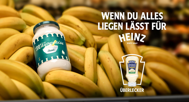Kraft Heinz startet werblich mit neuer Kreativ-Agentur durch - Im Tausch gegen die Mayo von Heinz muss das Konkurrenz-Produkt raus aus dem Einkaufswagen – egal wohin - Abb.: Serviceplan