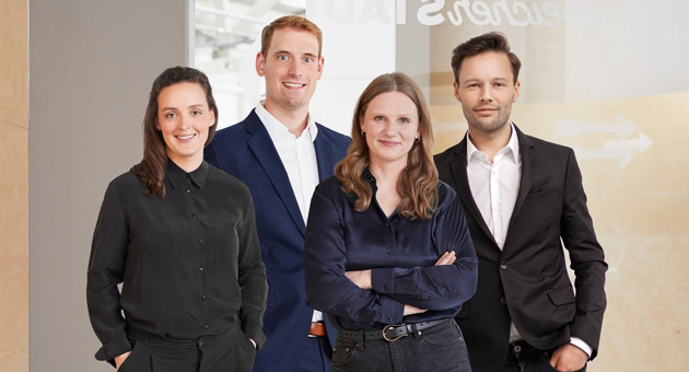 Crossmedia baut Hugo Consulting zur GmbH aus - Das Hugo Consulting-Team (v.l.): Nike Menzel, Maik Erkelenz, Claudia Fritsche und Paul Petersen – Foto: Jan Ladwig & Julia Höfer