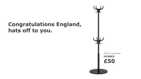 So gratuliert IKEA England zum Einzug ins Halbfinale (Foto: Twitter)