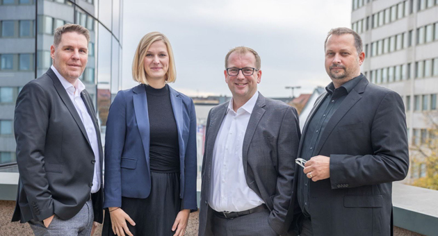 NOZ/mh:n: Vier Chefredakteure für 32 Titel - Das neue Chefredakteursteam der NOZ/mh:n Medien: Jan Schönstedt, Louisa Riepe, Gerrit Bastian Mathiesen, Burkhard Ewert – Foto: NOZ/mh:n Medien