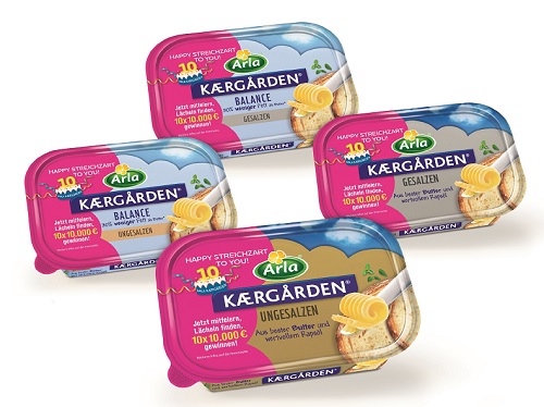 Arla Kaergarden feiert mit BrawandRieken zehnten Geburtstag im TV - Unter den Arla Kaergarden Onpack-Promotion Aktionspackungen haben zehn ein 'Lächeln' am Boden (Foto: Arla Kaergarden)