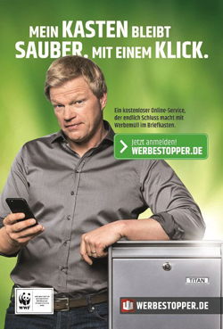 Bloom lässt Oliver Kahn für 'Werbestopper' auflaufen - Oliver Kahn wirbt für 'Werbestopper' (Foto: GDVI)