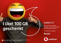 Vodafone kurbelt Giga-Geschichte mit neuem Gigaboost an - 100 GB gibt es bei der GigaBoost-Aktion von Vodafone (Foto: Vodafone)