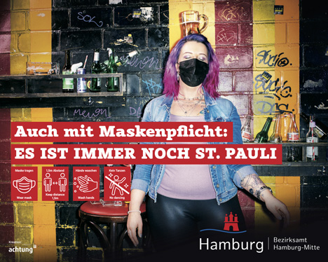 Die vier Kampagnenmotive des Bezirksamtes Hamburg-Mitte werden an diversen Knotenpunkten auf St. Pauli sichtbar sein - Foto: Achtung!