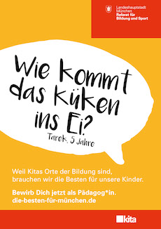 Best Friend setzt Kita-Kampagne für die Stadt München um - Die aktuelle Recruitingkampagne der Stadt München ist auf Plakaten und digital sichtbar - Abb.: Best Friend