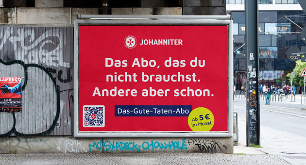 Johanniter: Gute Taten als Abo-Modell - Die Agentur Kreuzbergkind hat für die Johanniter die erste Kampagne zur Fördermitgliedschaft entwickelt – Bild: Kreuzbergkind