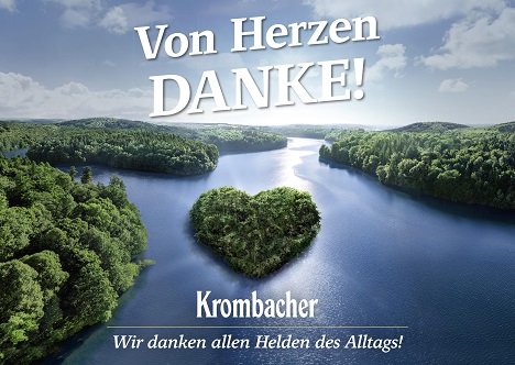 Das Krombacher Danke-Plakatmotiv (Foto: Krombacher Brauerei Bernhard Schadeberg GmbH & Co. KG)