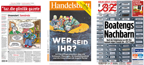 LeadAwards 2016: taz, Handelsblatt und B.Z. sind die Anwärter für die LeadZeitung - 'taz', 'Handelsblatt' und 'B.Z.' in der engeren Auswahl für den Preis 'Zeitung des Jahres'