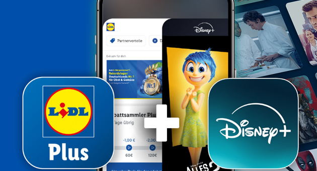 Lidl-Kunden bekommen Disney+ künftig günstiger - Lidl-Kunden, die über die Lidl-Plus-App ein bestimmtes Einkaufsvolumen erreichen, bekommen das Disney+-Standard-Abo mit Werbung künftig günstiger oder sogar gratis - Foto: Lidl/Disney+