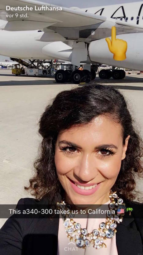Lufthansa stellt die Crew via Snapchat vor - Snap von der Reise nach San Jose (Foto: Snapchat, Lufthansa)