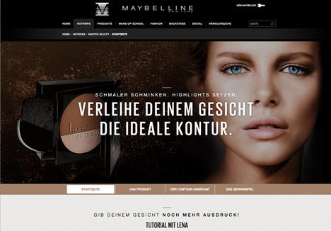 McCann Worldgroup launcht Online-Hub für Maybelline New York - Das Online-Hub für das Puder Maybelline Master Sculpt beinhaltet unterschiedliche Content-Features; (Foto: Maybelline New York)