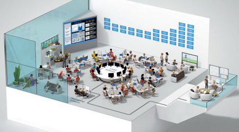 Im neuen Newsroom von Microsoft werden die Inhalte der Medienparnter von 70 Redakteuren ausgewhlt und aufbereitet (Foto: Microsoft)