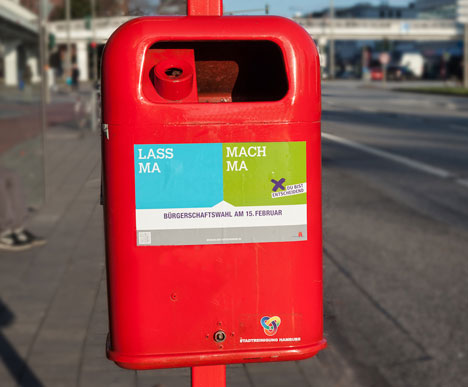Die von AM | Communications entwickelte Wahlmotivationskampagne soll Hamburger zur Stimmabgabe am 15. Februar motivieren. Fotoquelle: AM | Communications