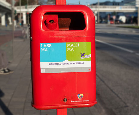 AM | Communications setzt Wahlmotivationskampagne fort - Die von AM | Communications entwickelte Wahlmotivationskampagne soll Hamburger zur Stimmabgabe am 15. Februar motivieren. Fotoquelle: AM | Communications